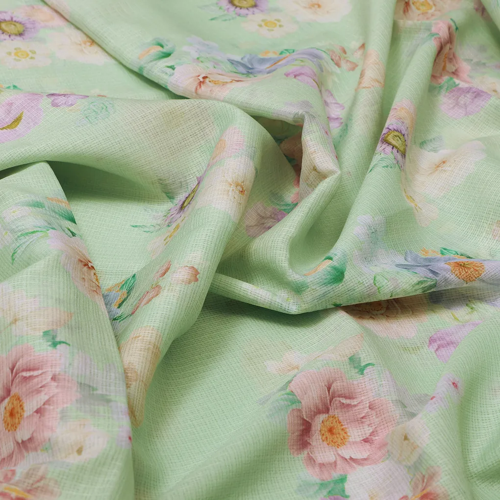 Classy Kota Doria Digital Printed Fabric with Gorgeous Bunch of Flower - Image 3