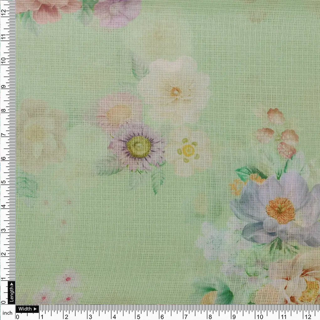 Classy Kota Doria Digital Printed Fabric with Gorgeous Bunch of Flower - Image 4