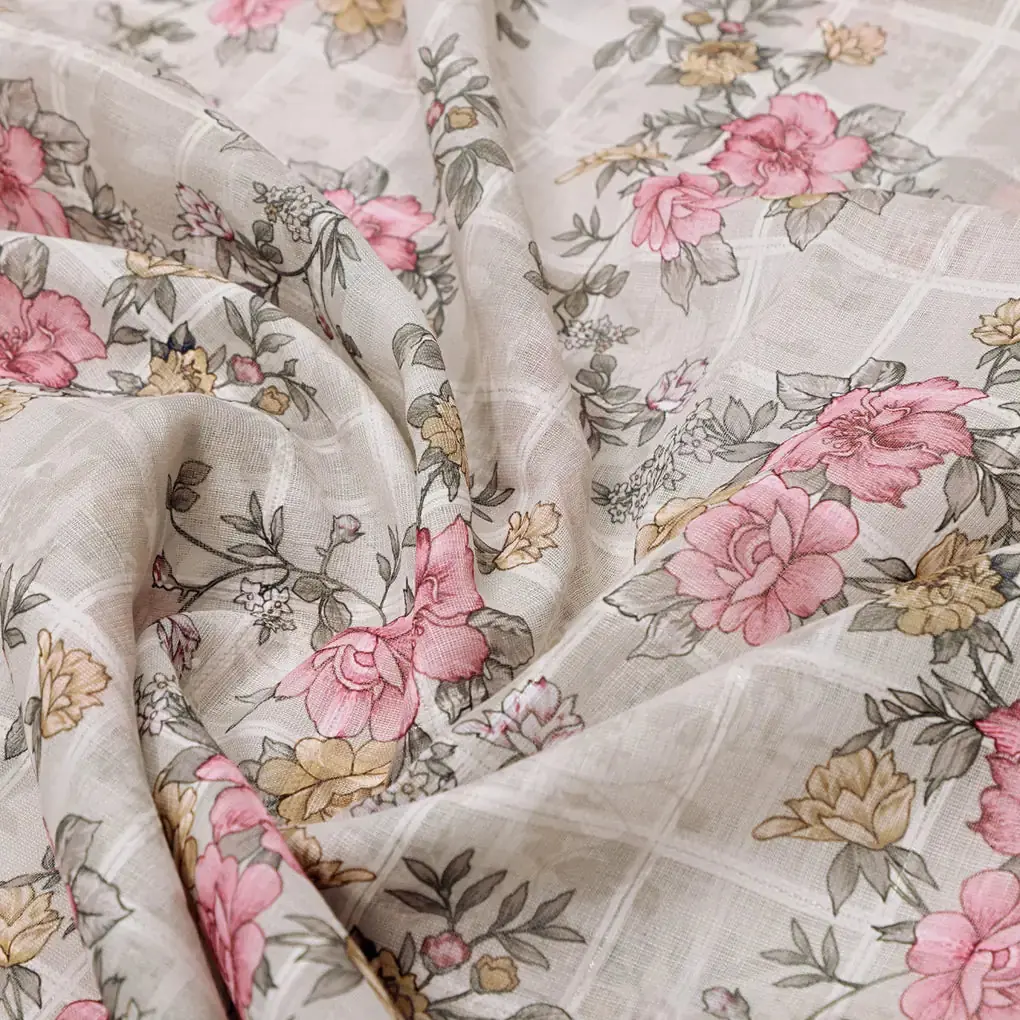 Classy Linen Fabric with a Vibrant Floral Tapestry - Image 3