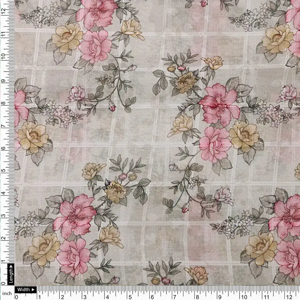 Classy Linen Fabric with a Vibrant Floral Tapestry - Image 4