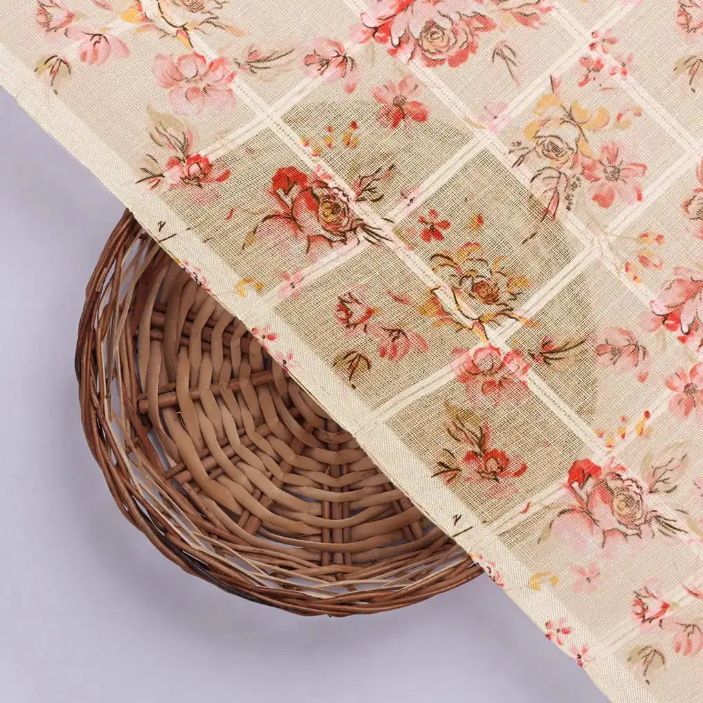 Classy Linen Fabric with Vibrant Floral Print - Image 2