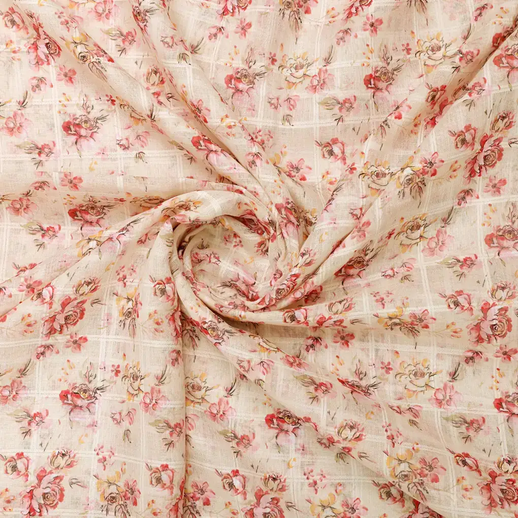 Classy Linen Fabric with Vibrant Floral Print - Image 3