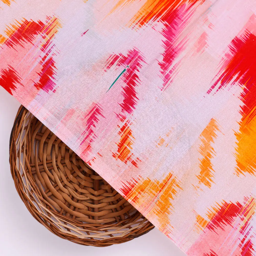 Classy Multicolor Damask Zigzag Pure Cotton Digital Printed Fabric - Image 2