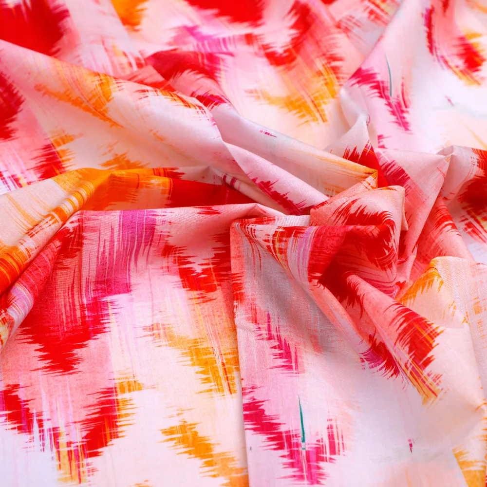 Classy Multicolor Damask Zigzag Pure Cotton Digital Printed Fabric - Image 3