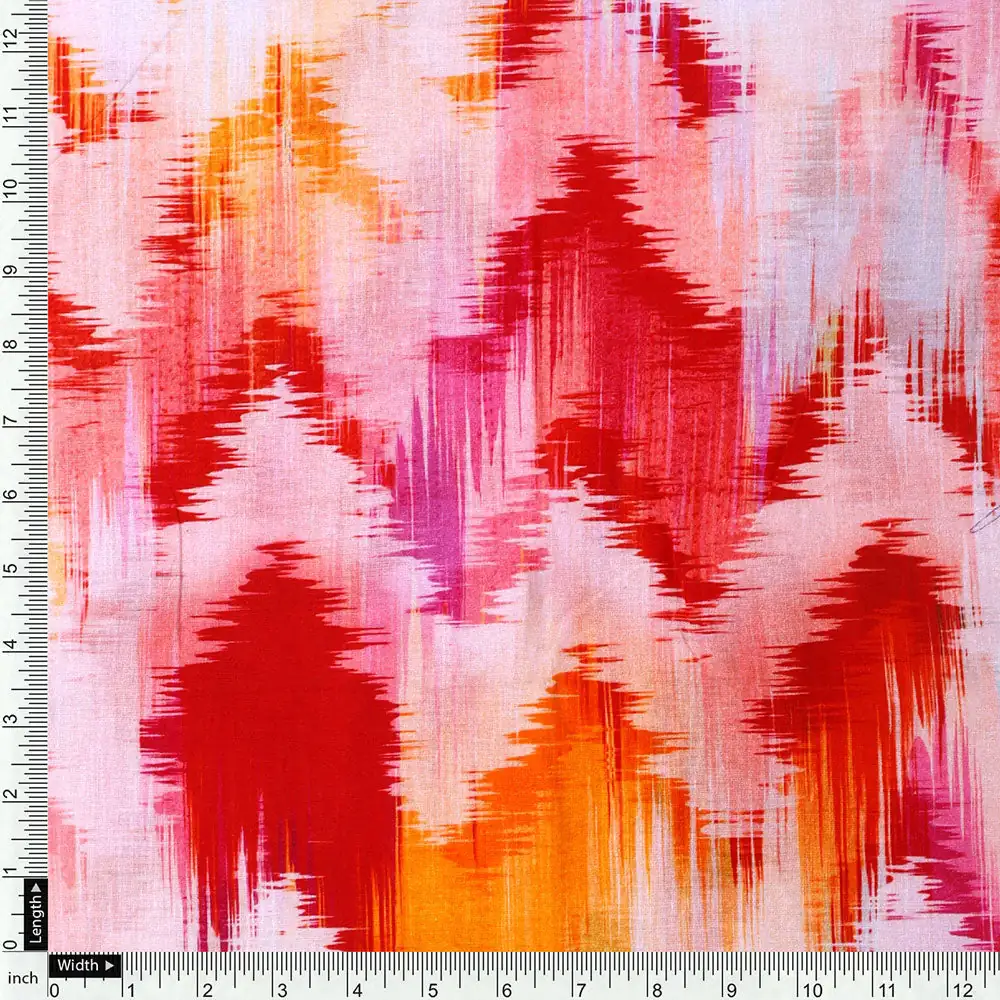Classy Multicolor Damask Zigzag Pure Cotton Digital Printed Fabric - Image 4