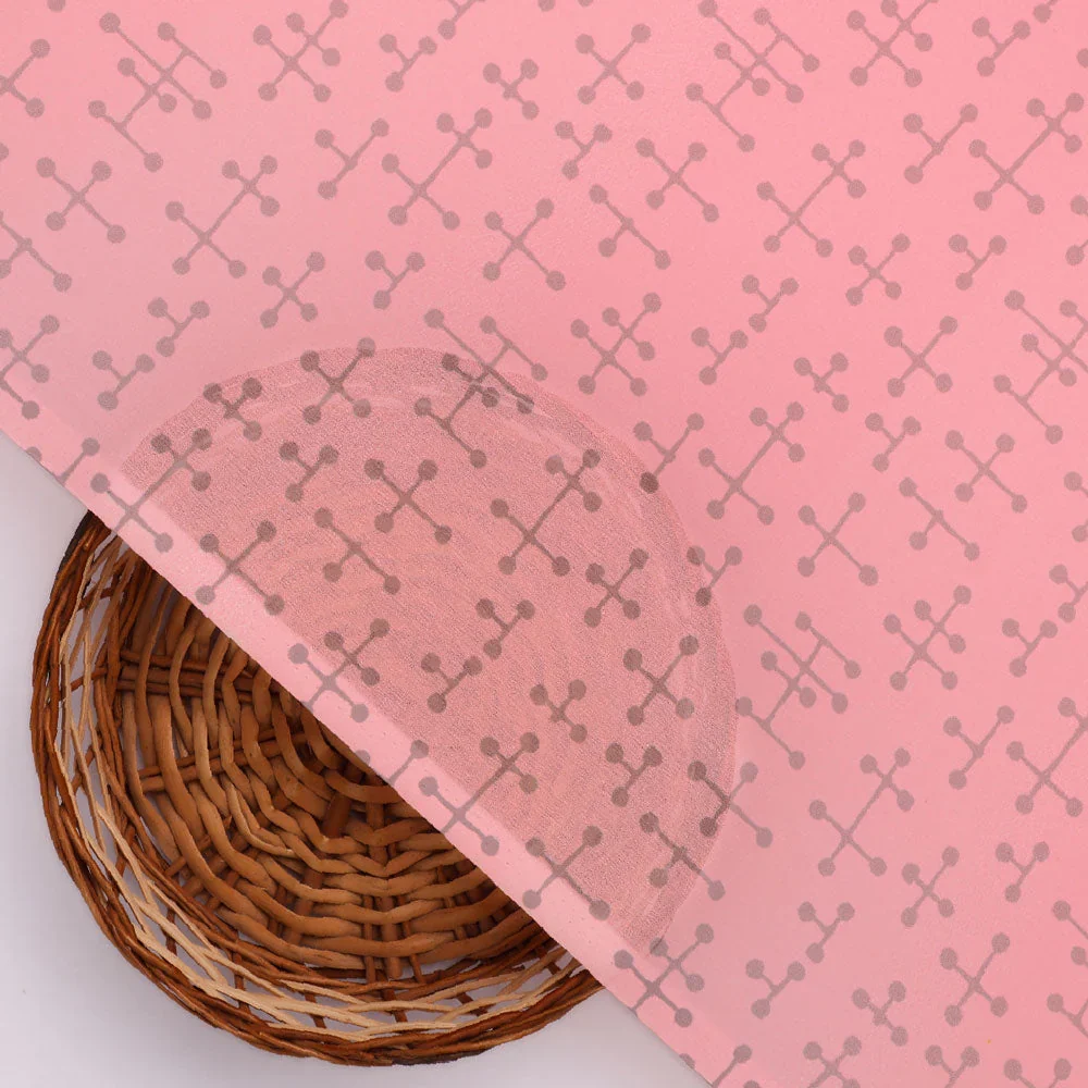 Classy Peach Abstract Digital Printed Weightless Fabric - Image 2