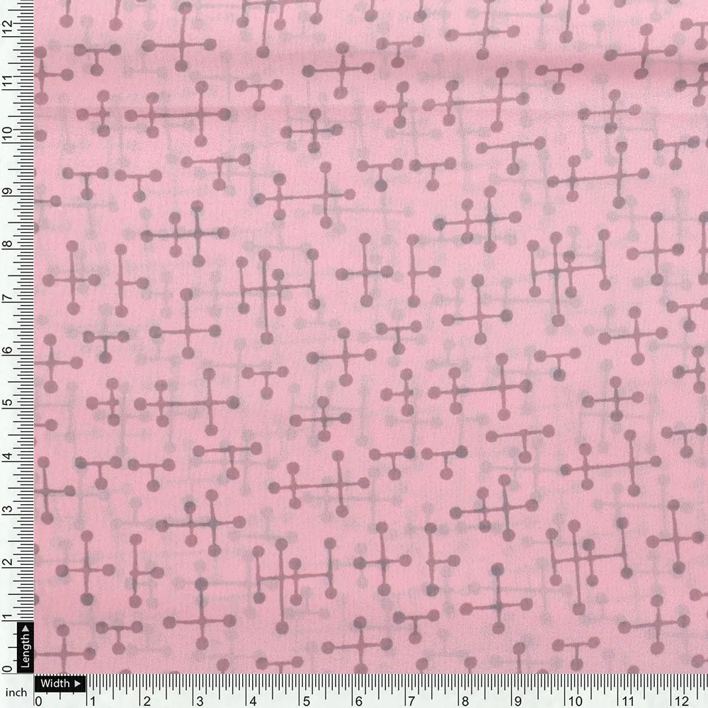Classy Peach Abstract Digital Printed Weightless Fabric - Image 3