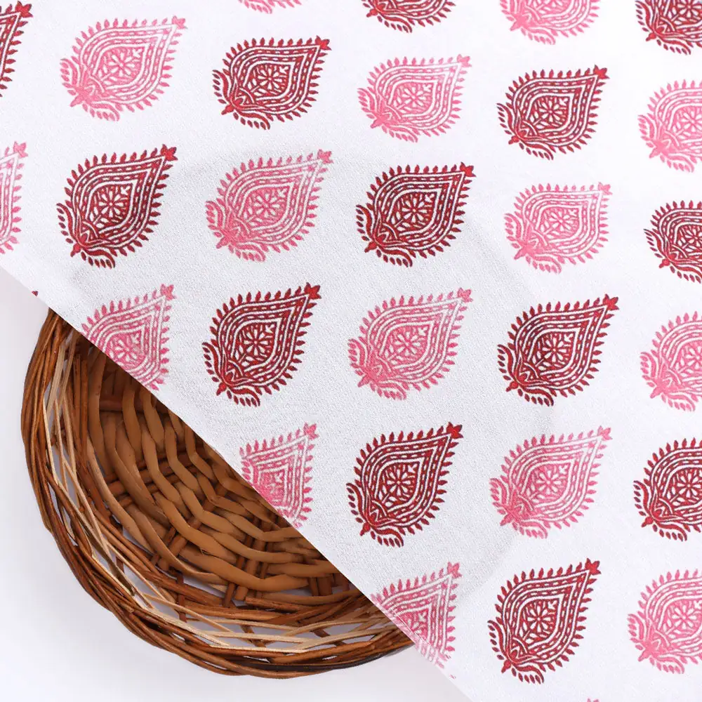 Classy white decorative digital printed fabric - Image 3