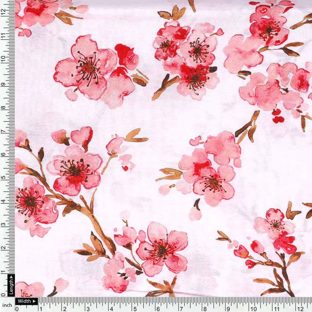 Classy white decorative digital printed fabric - Image 4