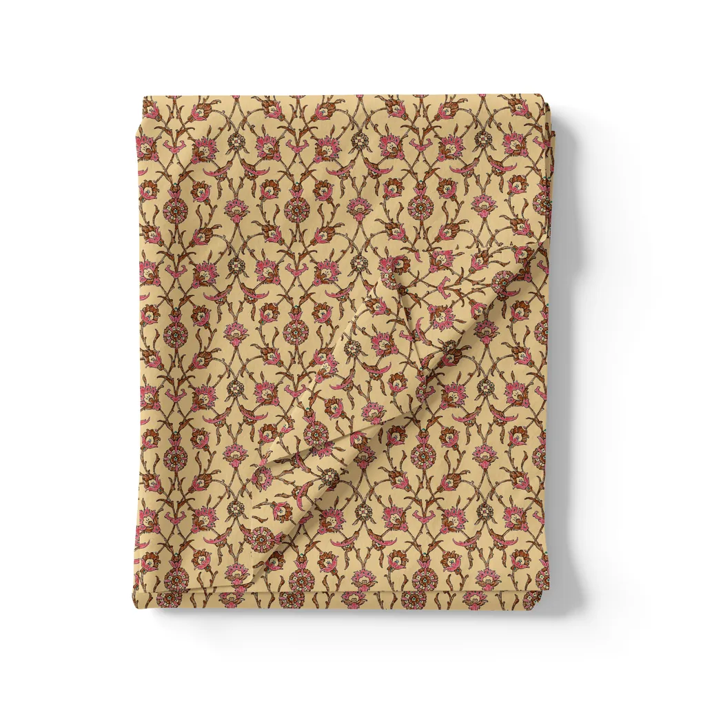 Coffee Baroque Linen Printed Fabric Material - Image 3
