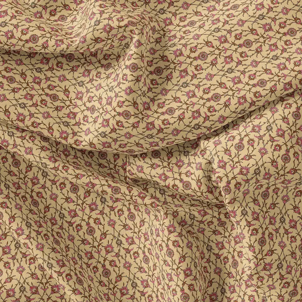 Coffee Baroque Linen Printed Fabric Material - Image 4