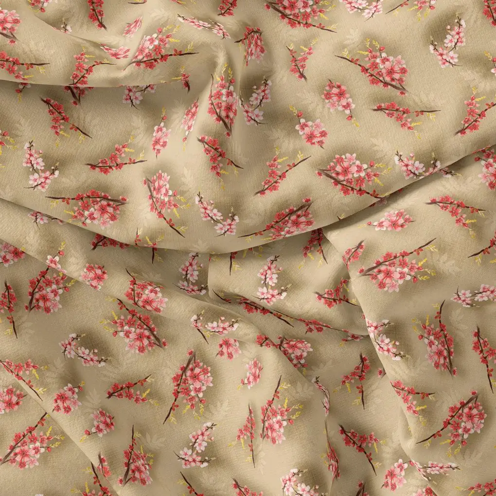 Coffee Floral Weightless Printed Fabric - Image 4