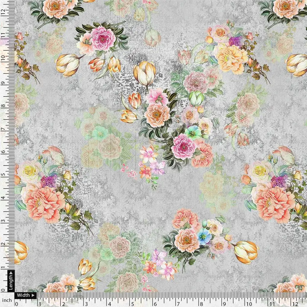 Colico Blue Rose With Purple Digital Printed Fabric - Muslin - Image 4