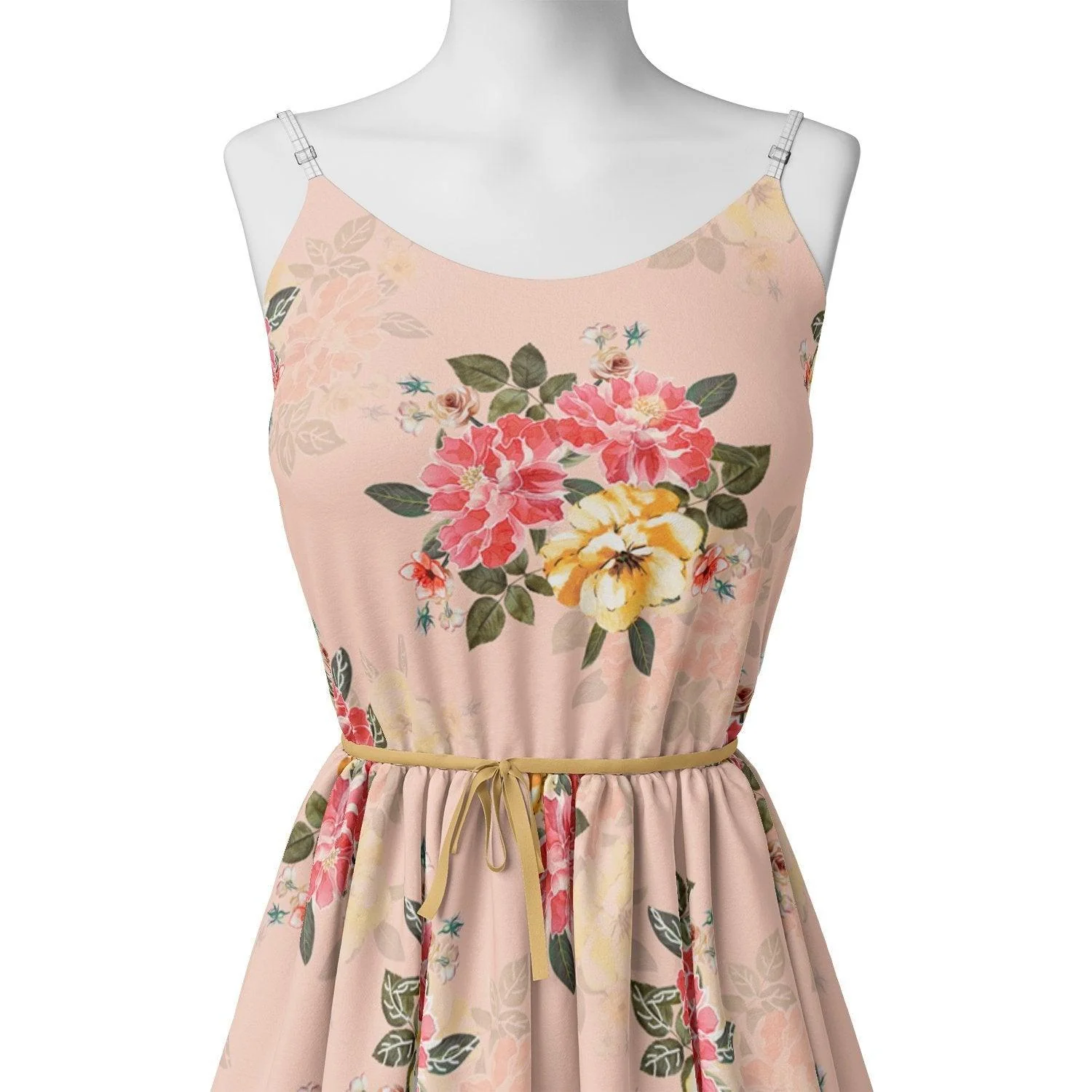 Colorful Floral Peach-Base Digital Printed Fabric - Image 2