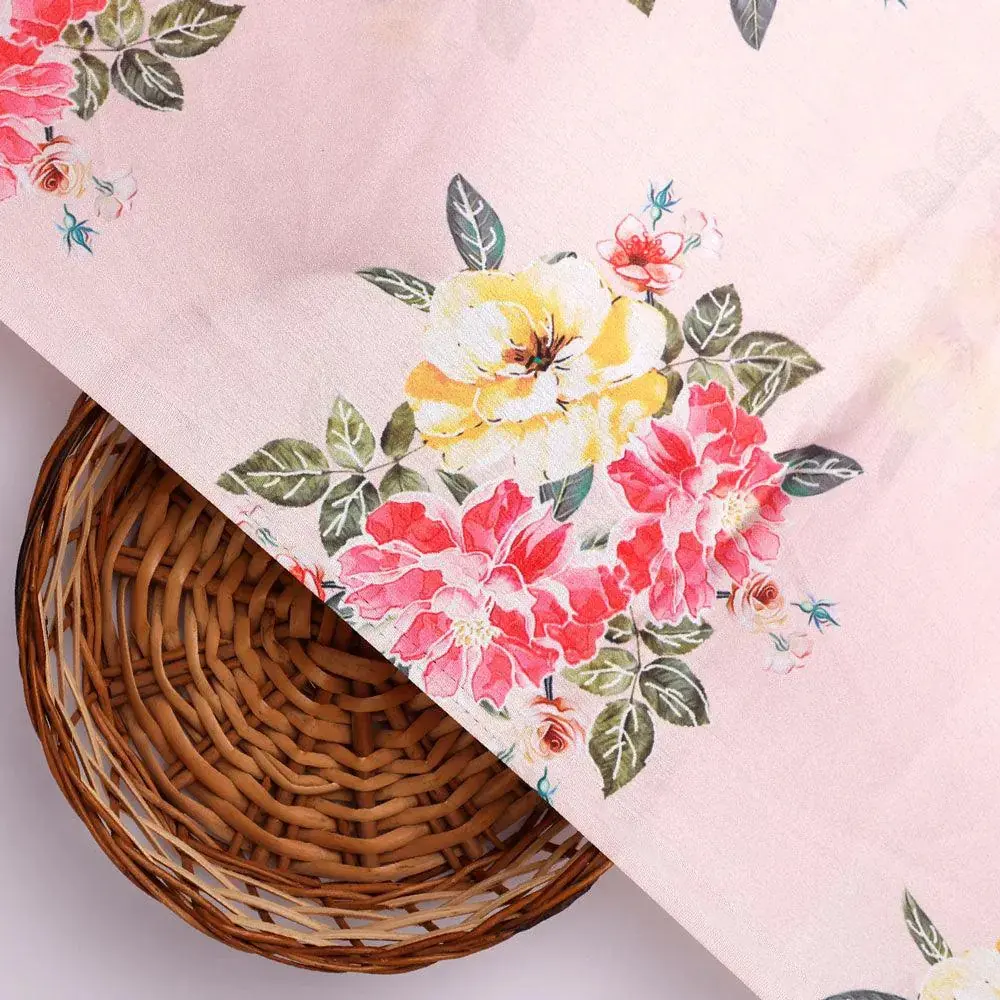 Colorful Floral Peach-Base Digital Printed Fabric - Image 2