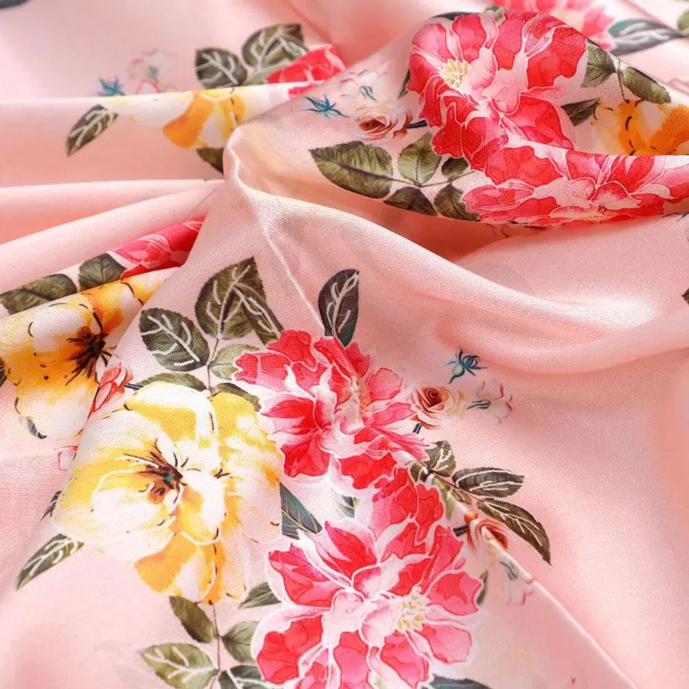 Colorful Floral Peach-Base Digital Printed Fabric - Image 3