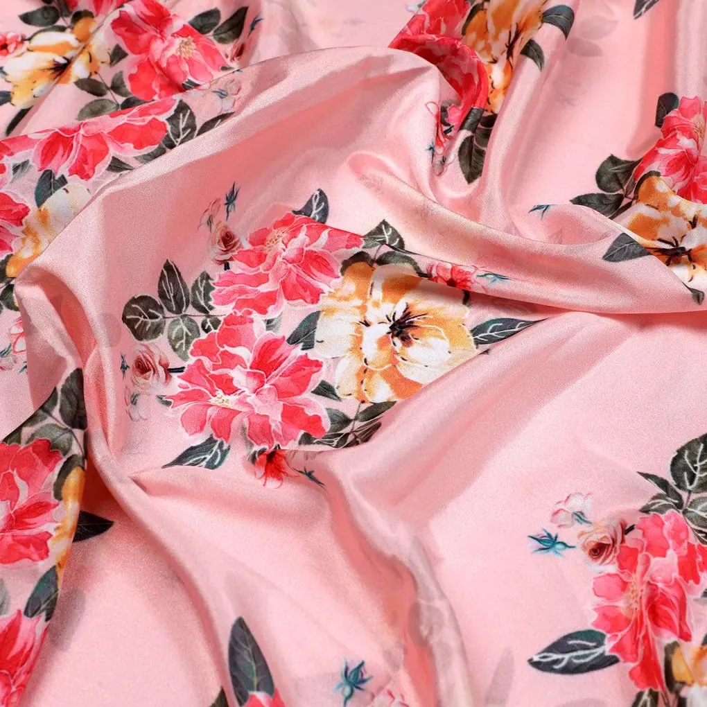 Colorful Floral Peach-Base Digital Printed Fabric - Image 3