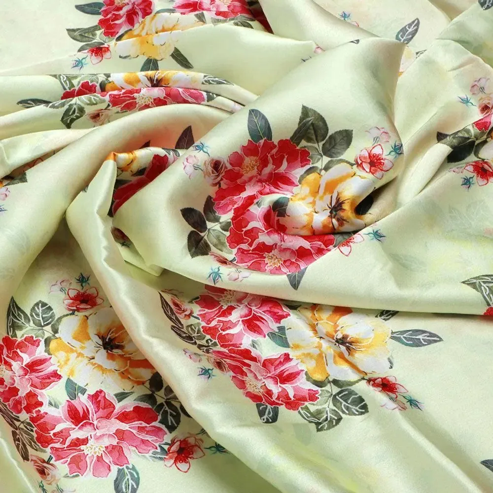 Colorful Floral Yellow Base Digital Printed Fabric - Image 3