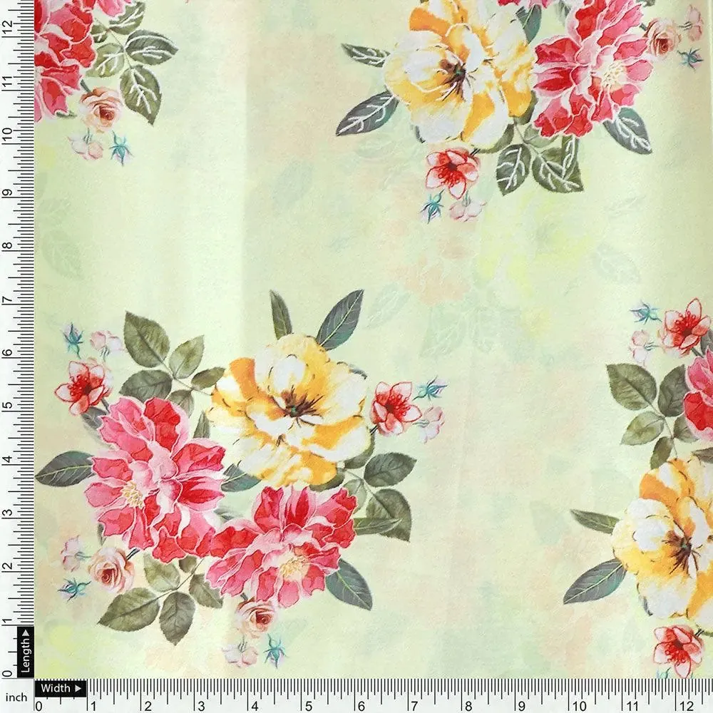 Colorful Floral Yellow Base Digital Printed Fabric - Image 4