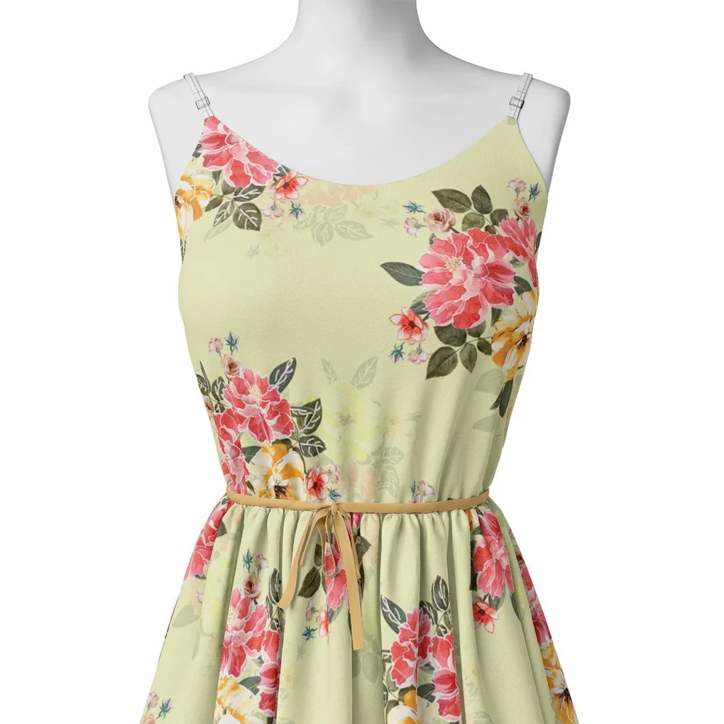 Colorful Floral Yellow Base Digital Printed Fabric - Image 2