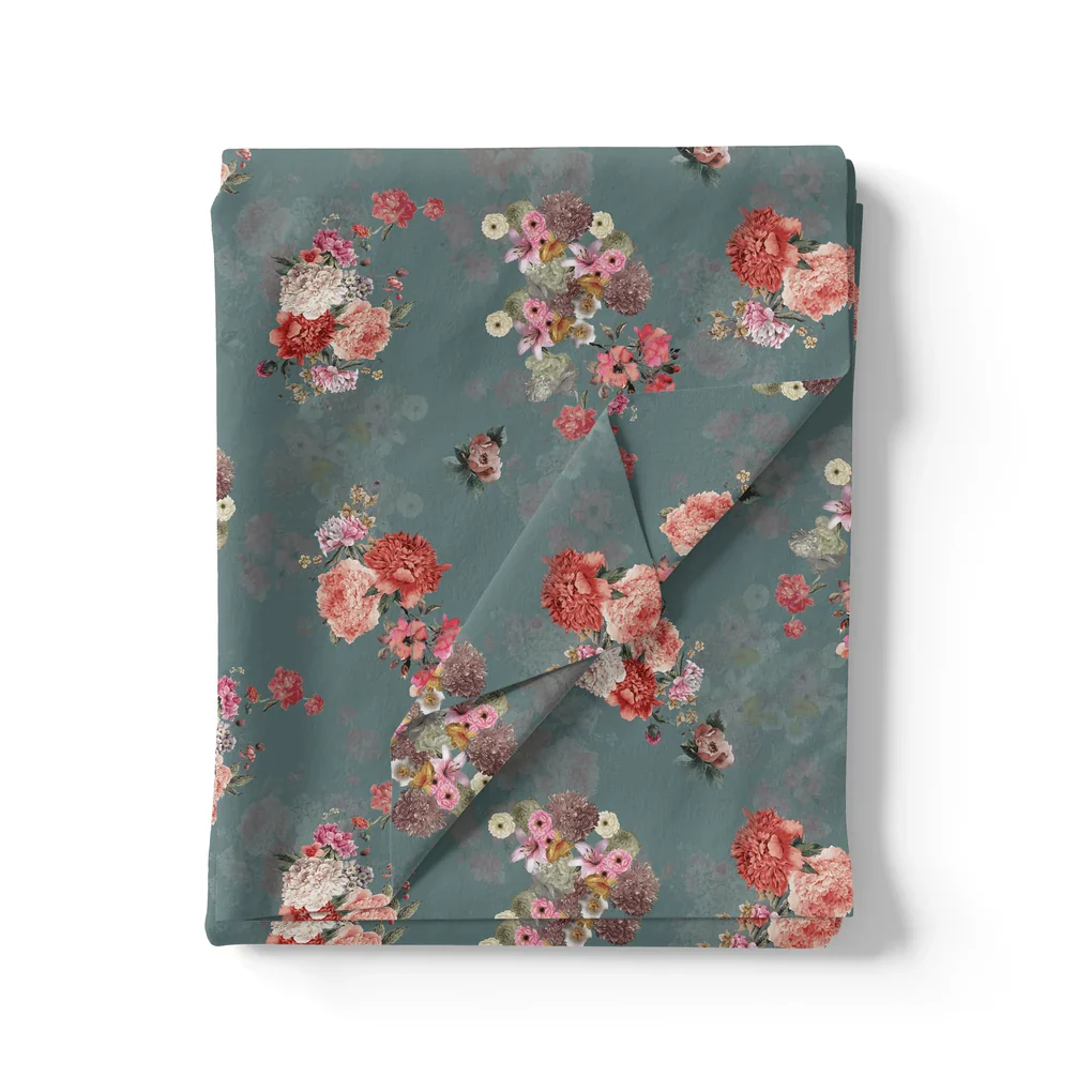 Colorful Roses With Multicolor Branch Digital Printed Fabric - Poly Muslin - Image 3
