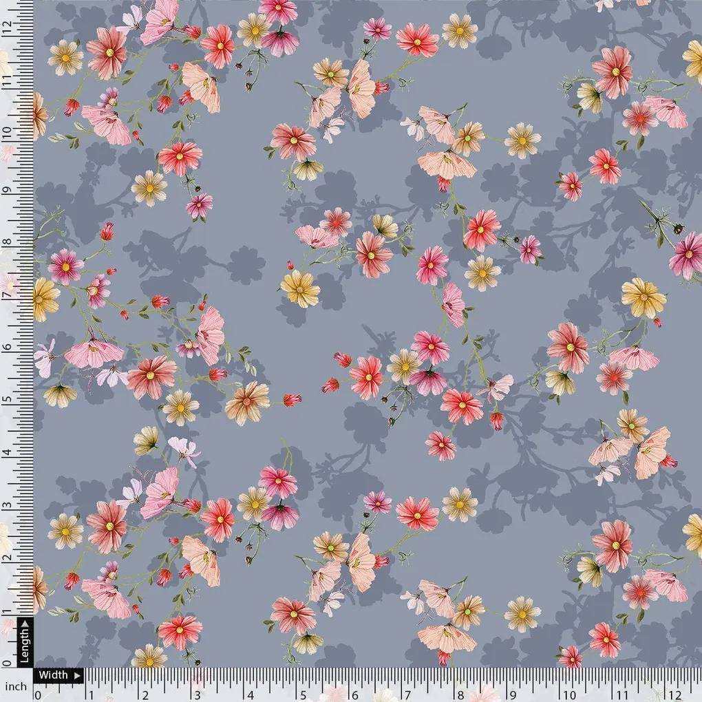 Colour Full Daisy With Spotted Background Digital Printed Fabric - Japan Satin - Image 4