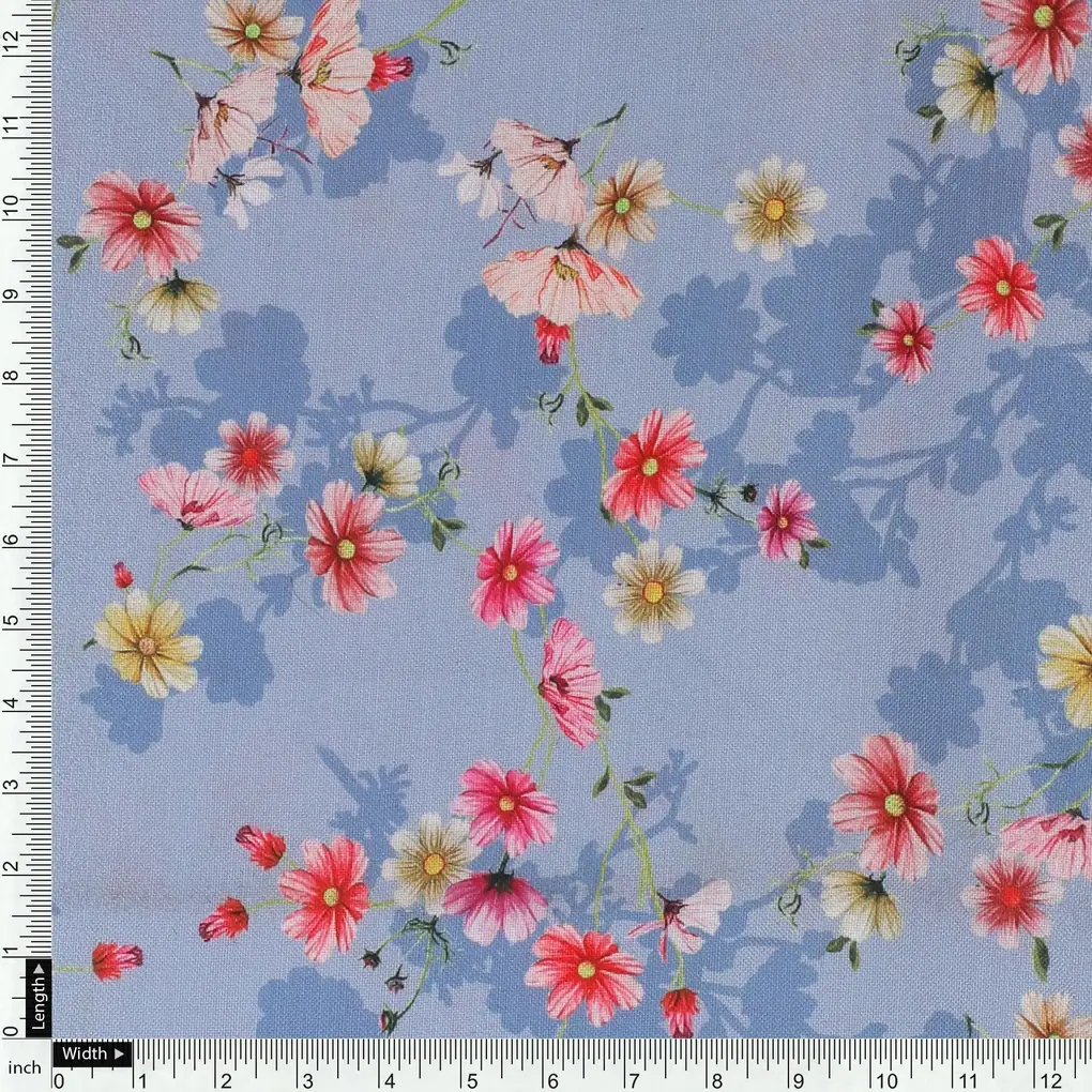 Colour Full Daisy With Spotted Background Digital Printed Fabric - Rayon - Image 4