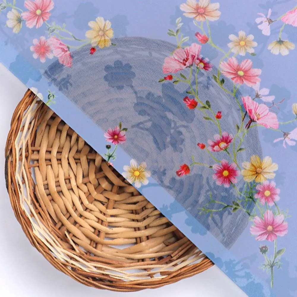 Colour Full Daisy With Spotted Background Digital Printed Fabric - Weightless - Image 2
