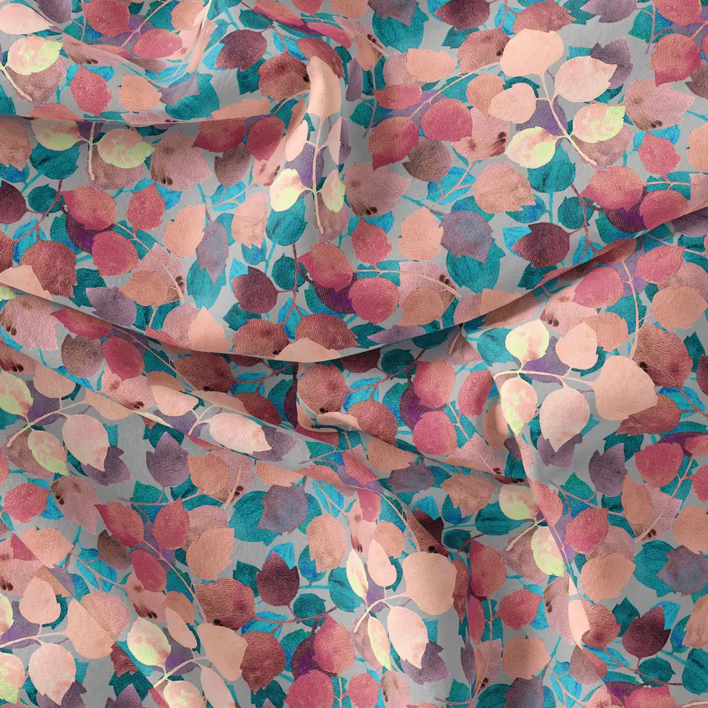 Colourful Box Elder Leaves Digital Printed Fabric - Image 4