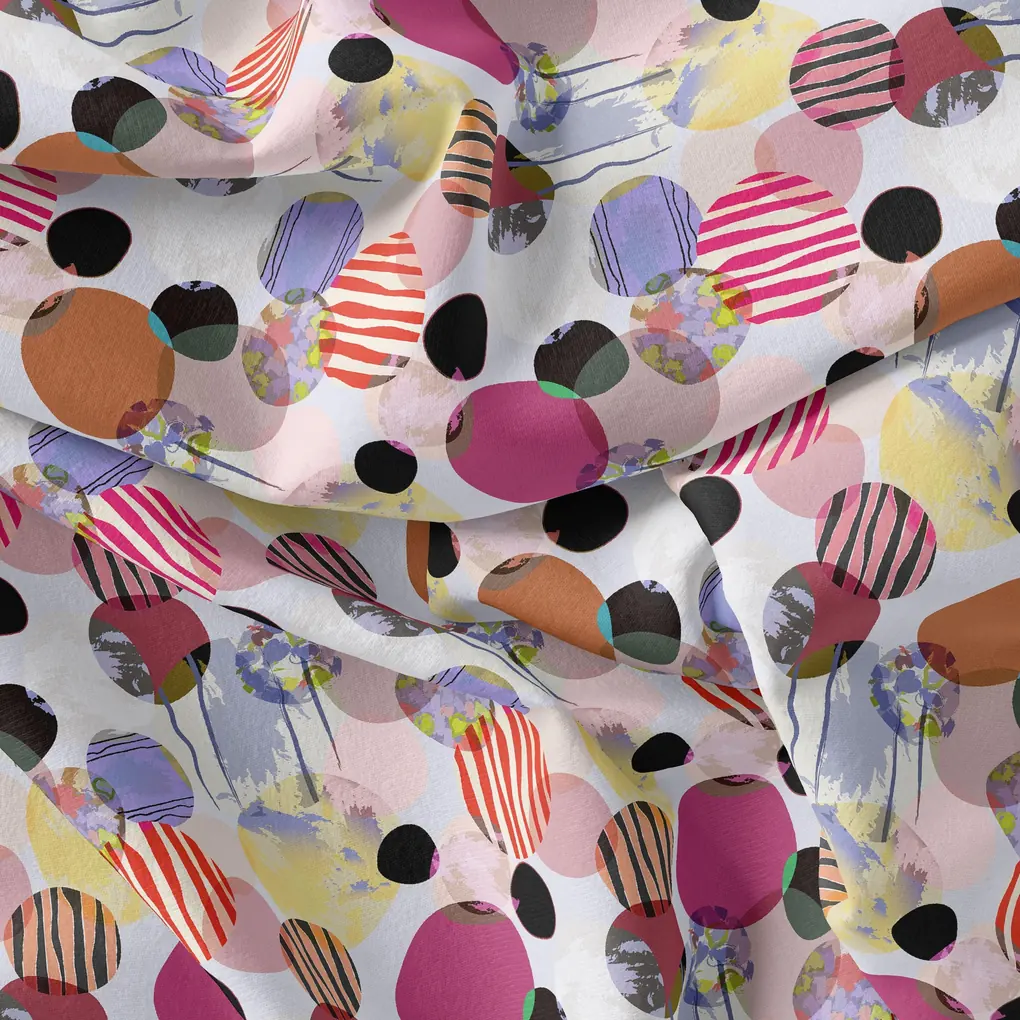 Colourful Bubble Stone Circle Digital Printed Fabric - Image 4