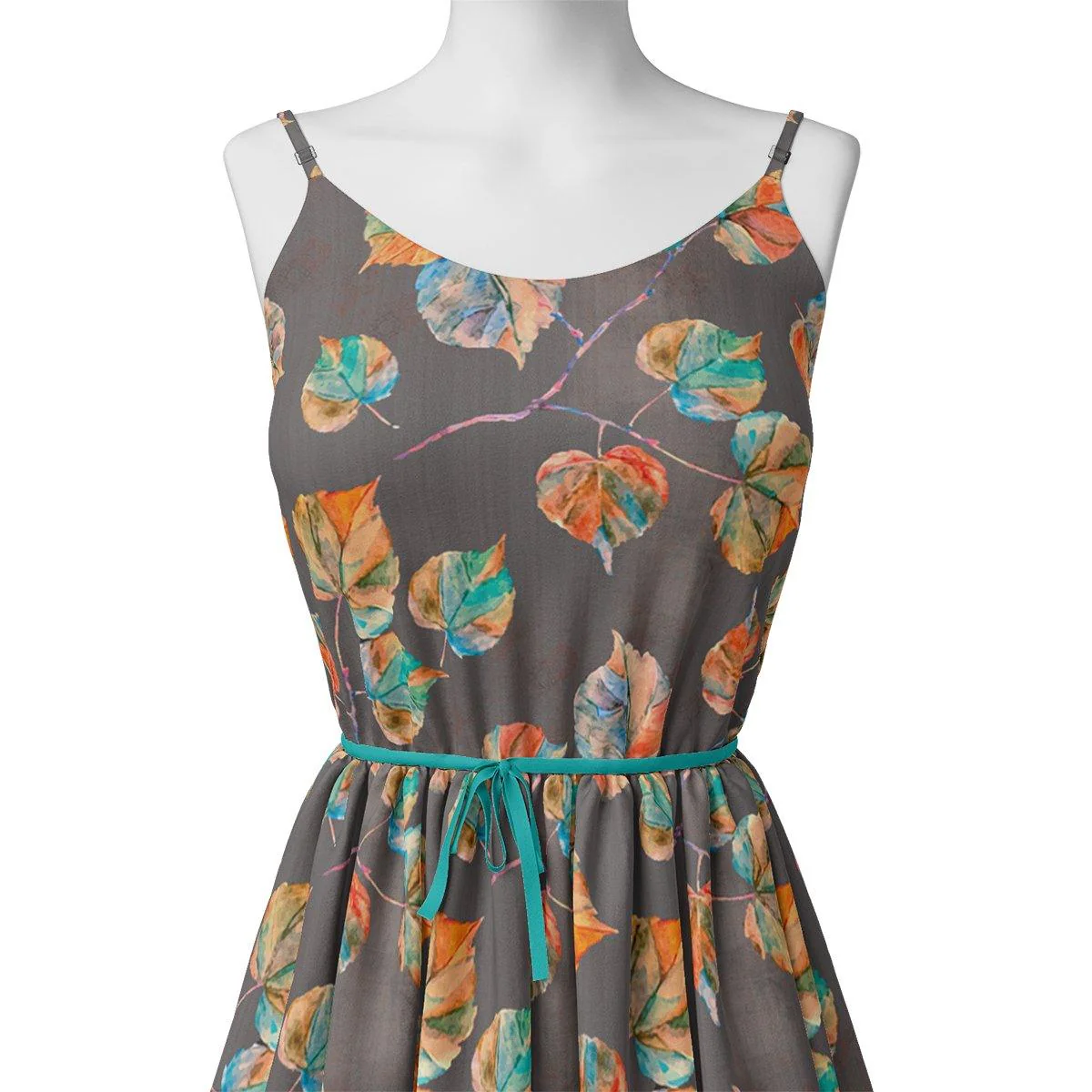 Colourful Floating Leaves Digital Printed Fabric - Image 2