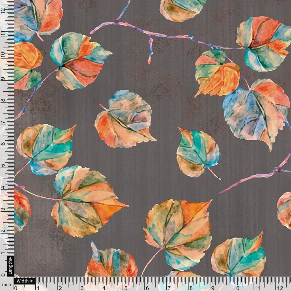 Colourful Floating Leaves Digital Printed Fabric - Image 4