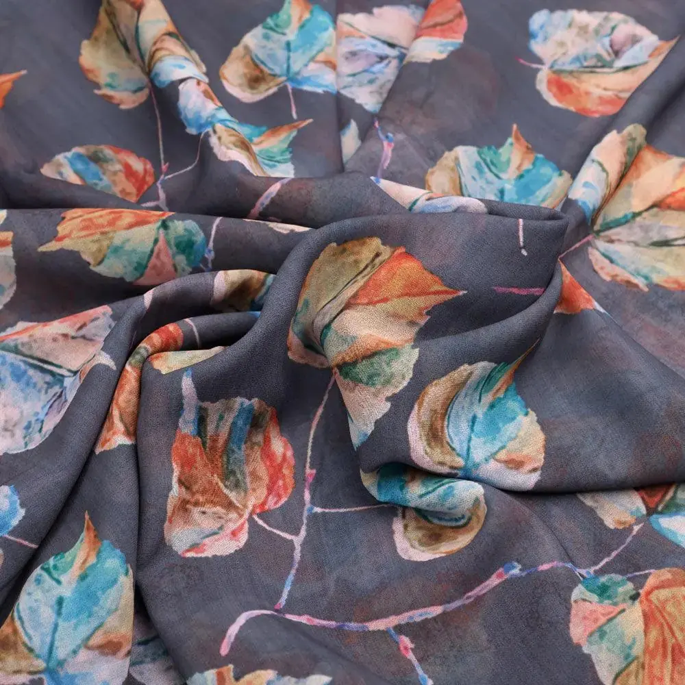 Colourful Floating Leaves Digital Printed Fabric - Weightless - Image 3