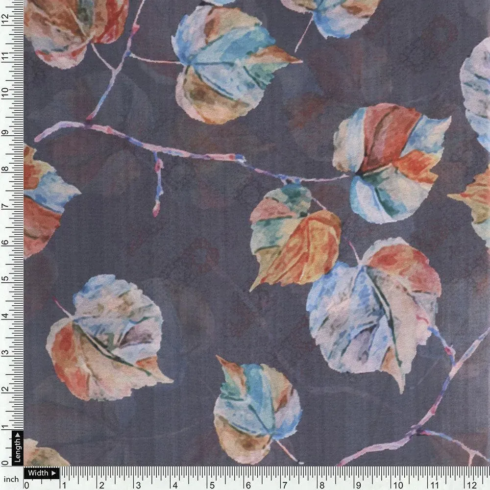 Colourful Floating Leaves Digital Printed Fabric - Weightless - Image 4