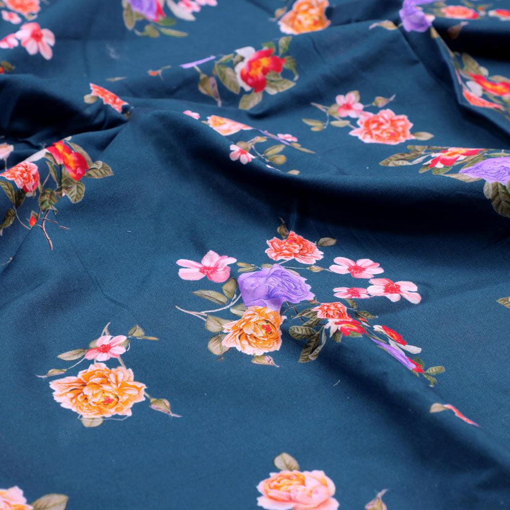 Colourful Flower Bunch Digital Printed Fabric - Pure Cotton - Image 3