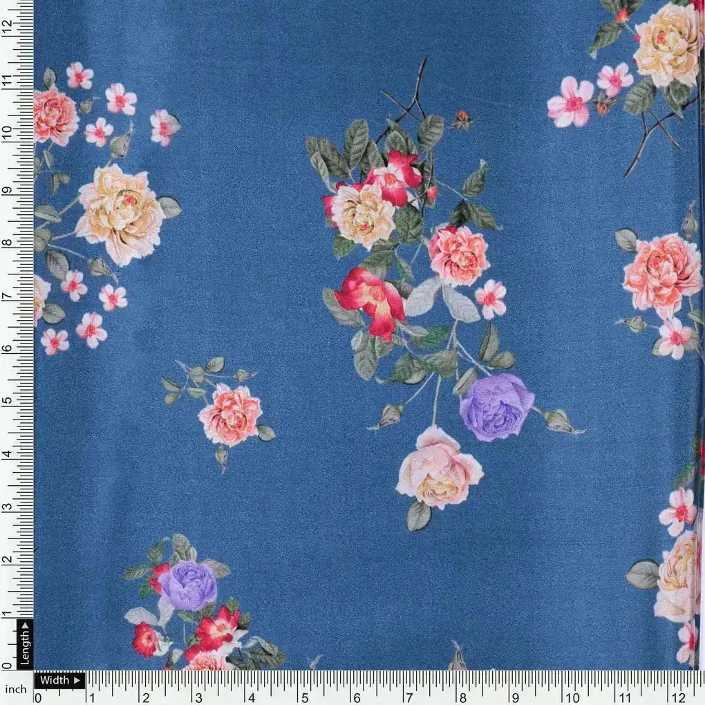 Colourful Flower Bunch Digital Printed Fabric - Crepe - Image 4