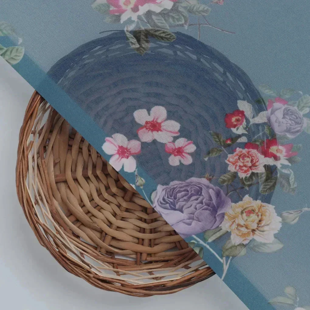 Colourful Flower Bunch Digital Printed Fabric - Weightless - Image 3