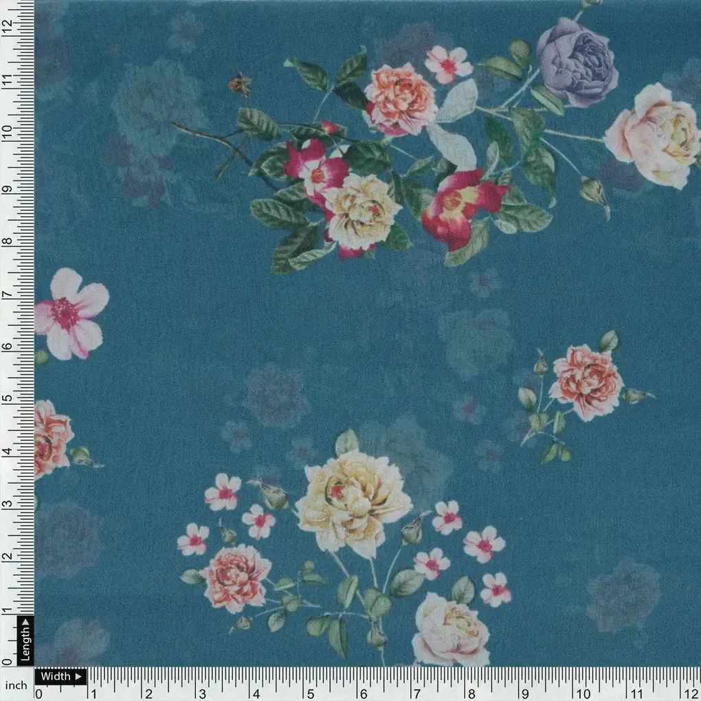 Colourful Flower Bunch Digital Printed Fabric - Weightless - Image 4