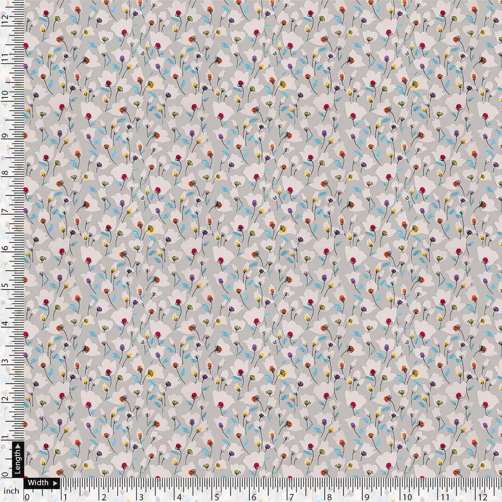 Colourful Flower Chintz With Small Leaves Digital Printed Fabric - Image 4