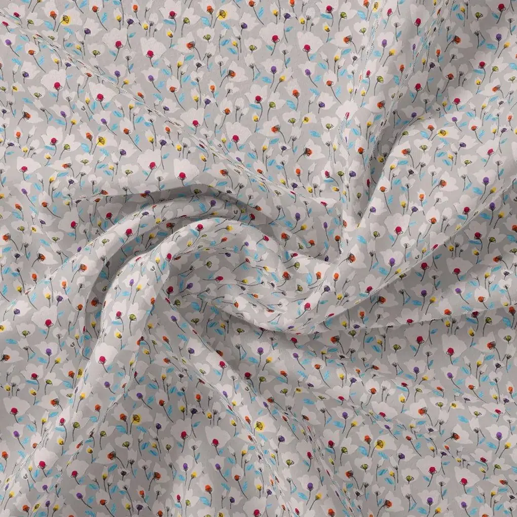 Colourful Flower Chintz With Small Leaves Digital Printed Fabric - Muslin - Image 3