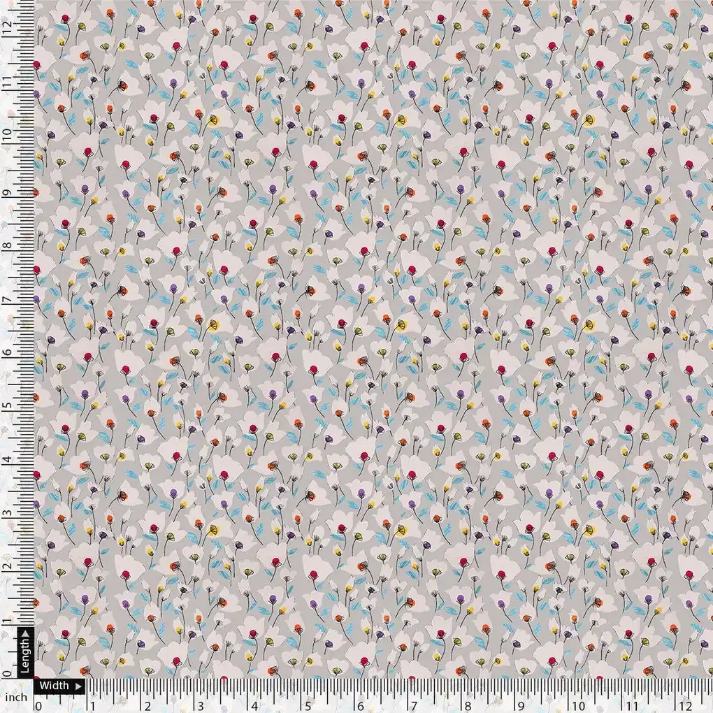 Colourful Flower Chintz With Small Leaves Digital Printed Fabric - Muslin - Image 4