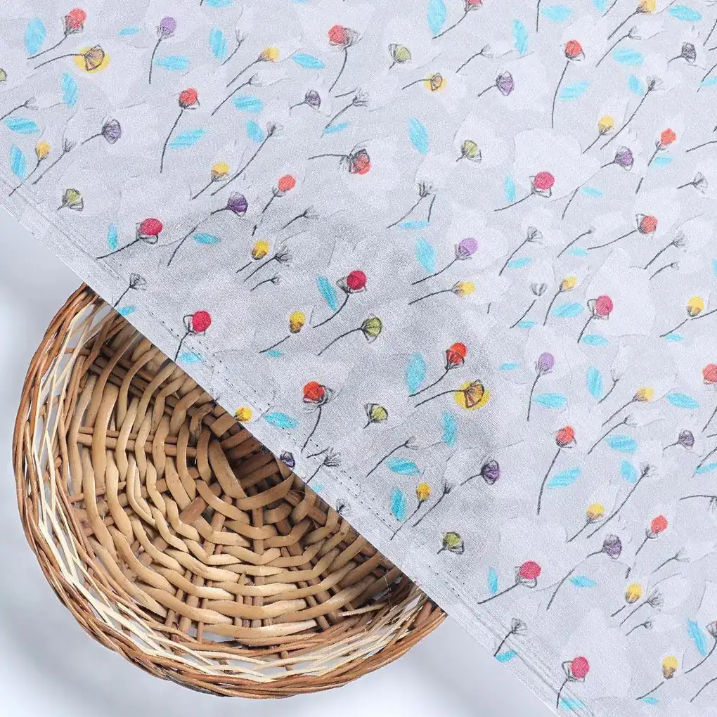Colourful Flower Chintz With Small Leaves Digital Printed Fabric - Pure Cotton - Image 2