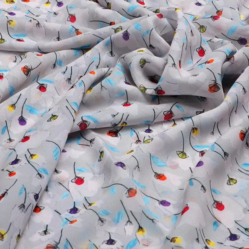 Colourful Flower Chintz With Small Leaves Digital Printed Fabric - Weightless - Image 3