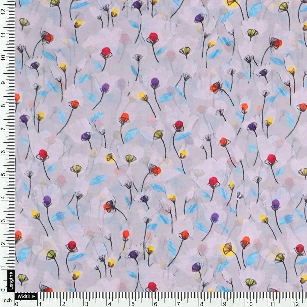 Colourful Flower Chintz With Small Leaves Digital Printed Fabric - Weightless - Image 4