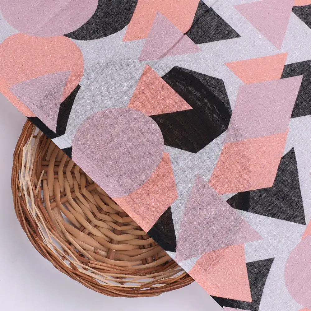 Colourful Geometric Shape Digital Printed Fabric - Pure Cotton - Image 2