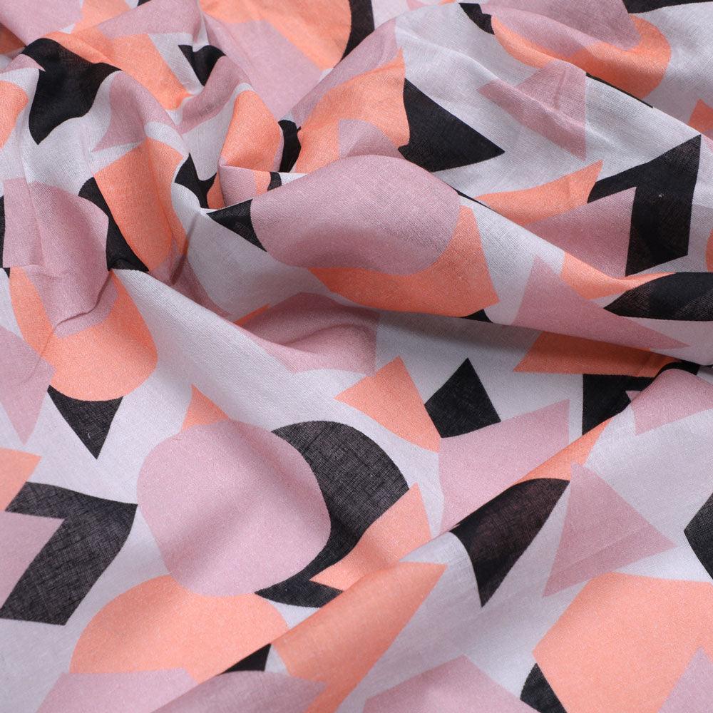 Colourful Geometric Shape Digital Printed Fabric - Pure Cotton - Image 3