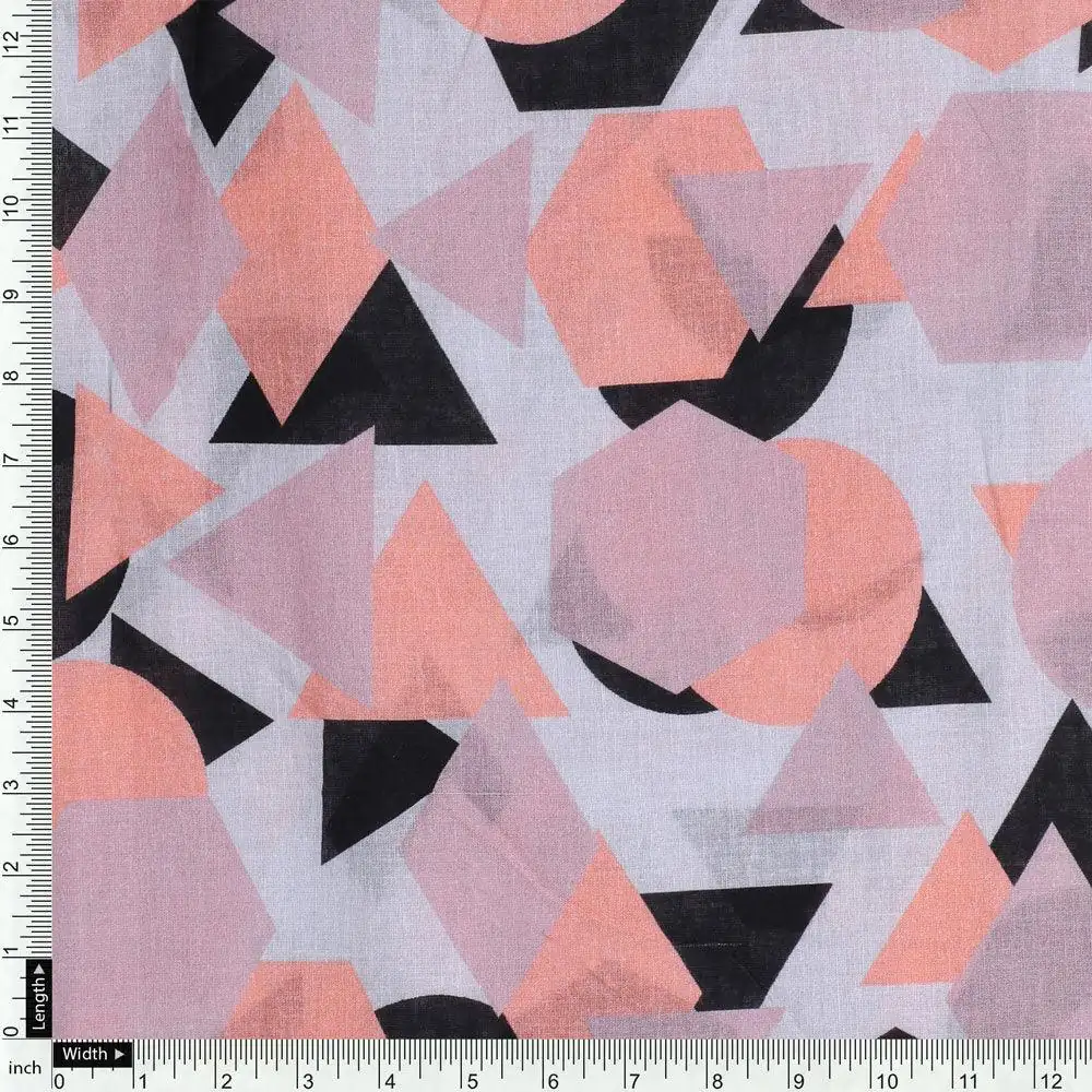 Colourful Geometric Shape Digital Printed Fabric - Pure Cotton - Image 4
