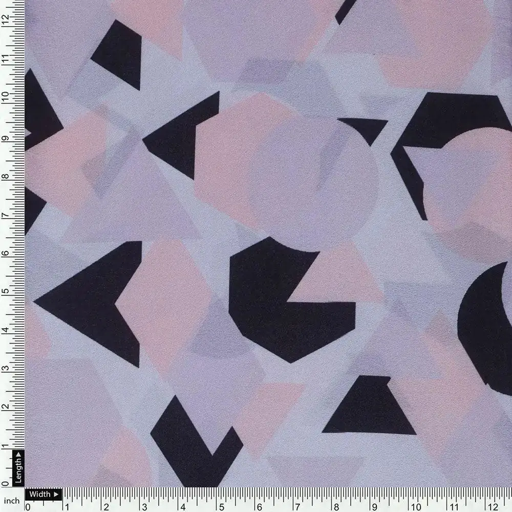 Colourful Geometric Shape Digital Printed Fabric - Silk Crepe - Image 3