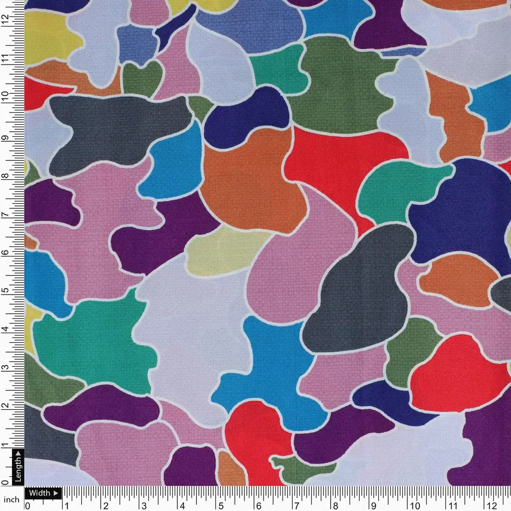 Colourful Marble Abstract Art Digital Printed Fabric - Silk Crepe - Image 4