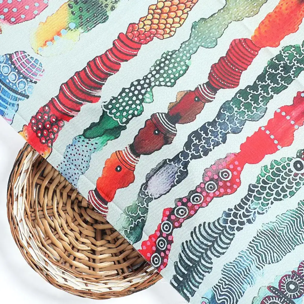 Colourful Round Stripes Digital Printed Fabric - Image 2
